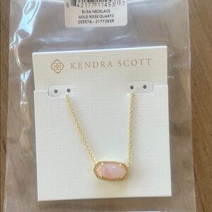 Kendra Scott Elisa Gold Necklace with Rose Quartz Stone. 15” with 2” extender.